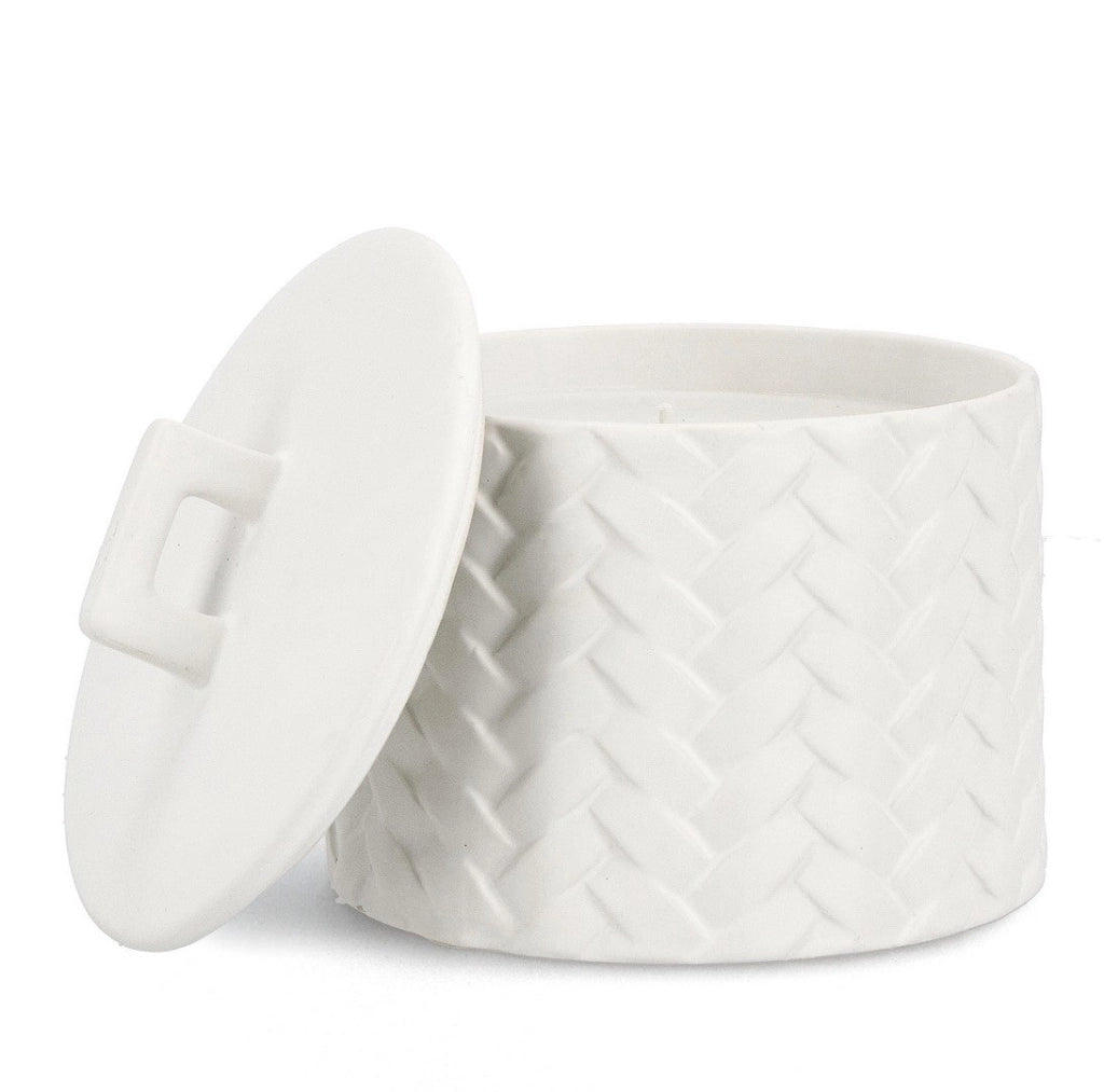 Candela con Coperchio Ø14,5x14 cm in Ceramina Twine Bianco