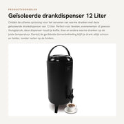 Dispensatore acqua calda 12 l - Isolato - Acciaio inox - Display temperatura - Rivestimento interno ondulato - Adatto per bevande calde - Dispensatore termico