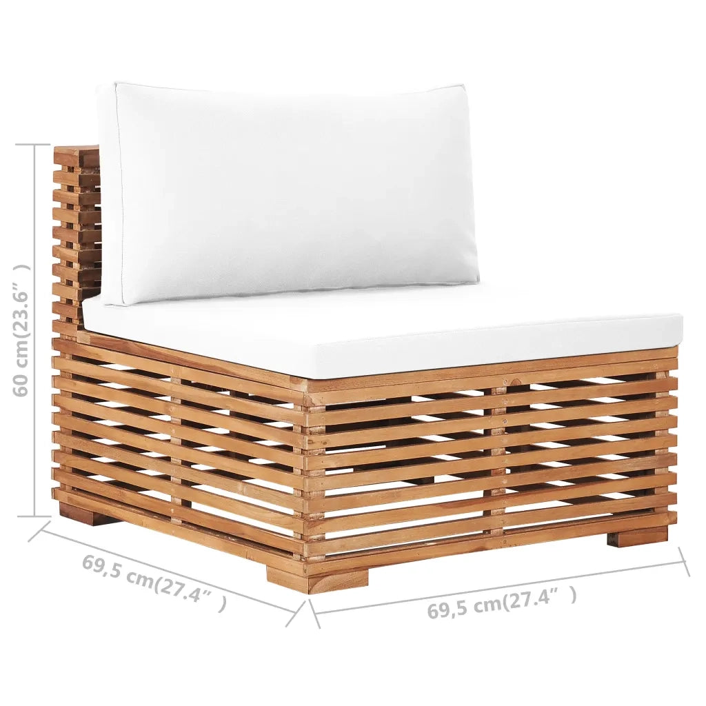 Divano Centrale da Giardino con Cuscino Crema Massello di Teak cod mxl 71893