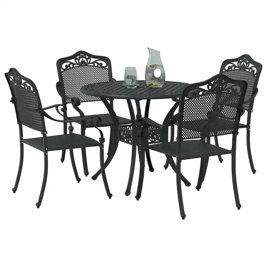 Set da Pranzo per Giardino 5 pcs Nero Alluminio 3334701