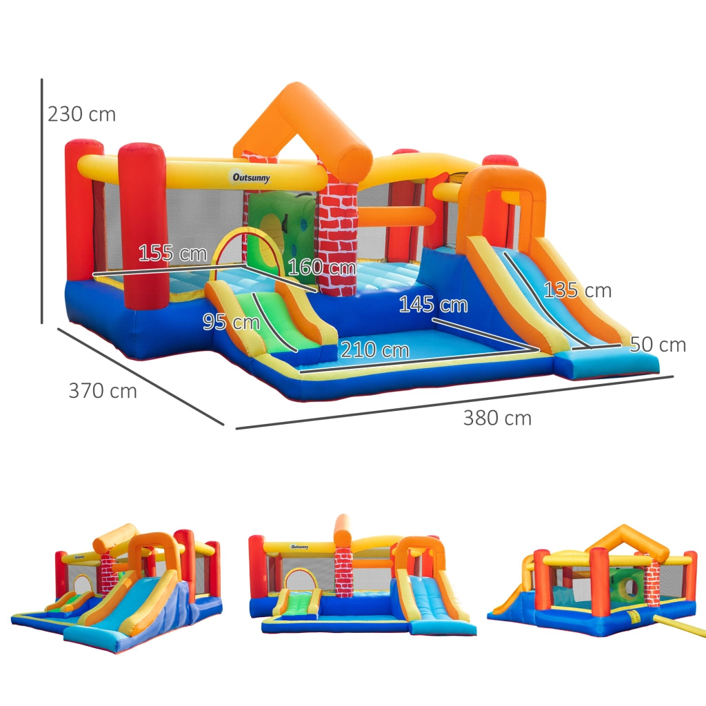 Letto a castello gonfiabile con 2 scivoli e piscina ¨C zephmum ¨C multicolore 380x370x230 cm