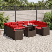 Set Divani da Giardino 10 pz con Cuscini Marrone in Polyrattan 3269374