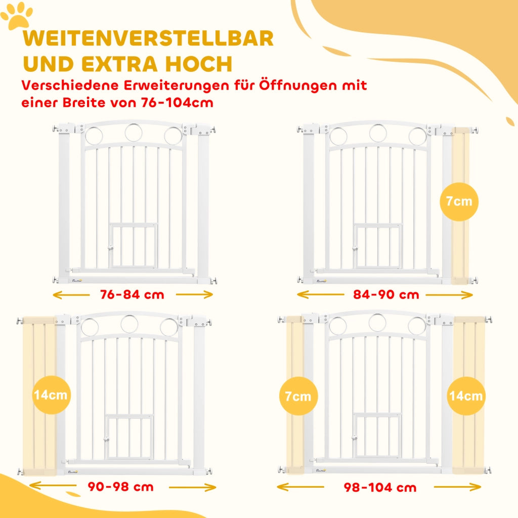 Barriera estensibile a forbice con cancelletto per gatti, doppia chiusura, in plastica bianca 76 × 104 cm