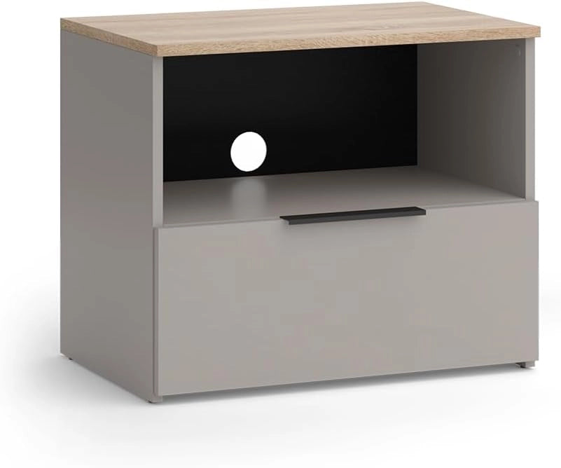 Mobile tv Wido, Antracite/Sonoma, 60 x 50 cm con cassetto, adatto per TV fino a 43 pollici, passacavi integrato