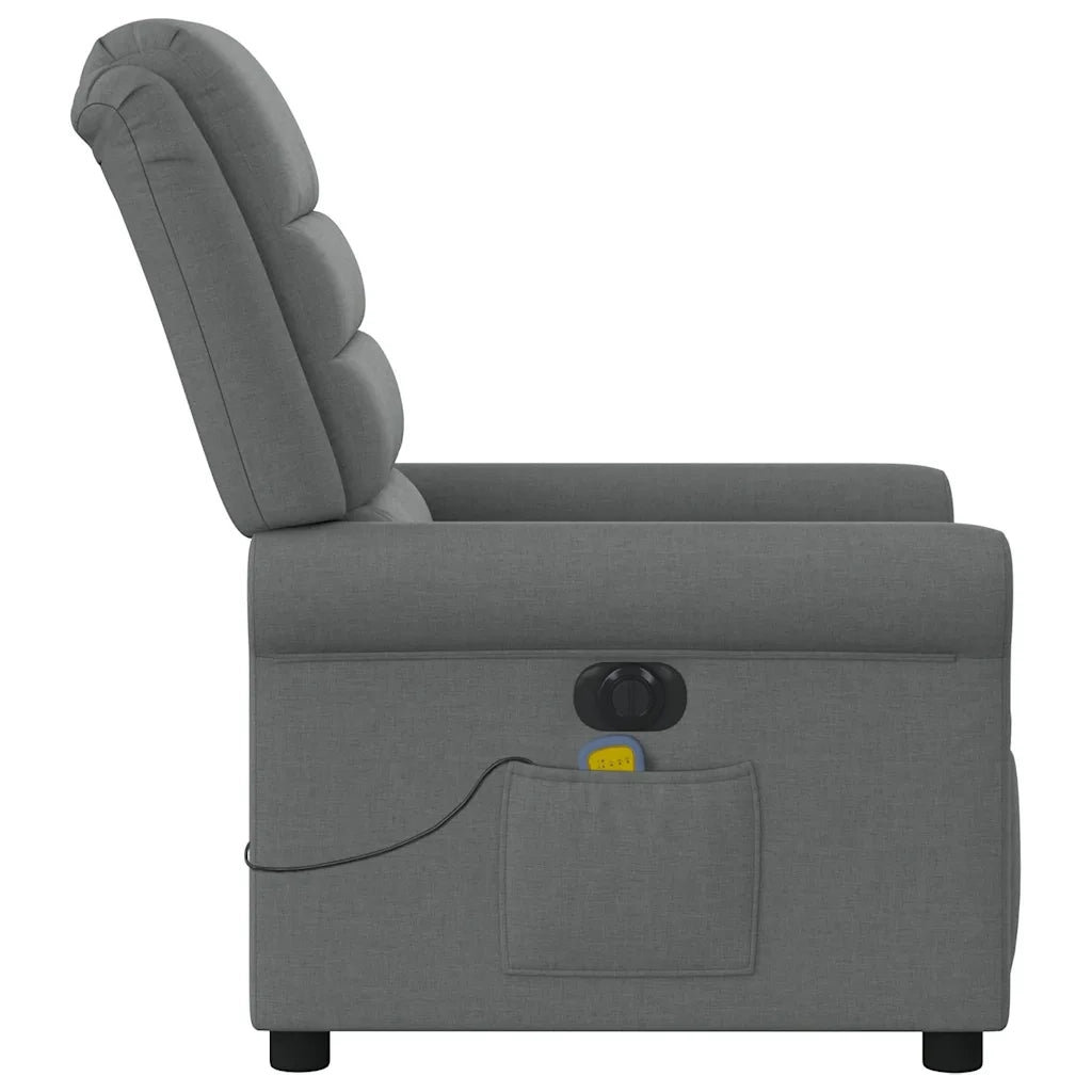 Divano Sedia-Poltrona Reclinabile Massaggio Elettrica Grigio Scuro Tessuto 607153