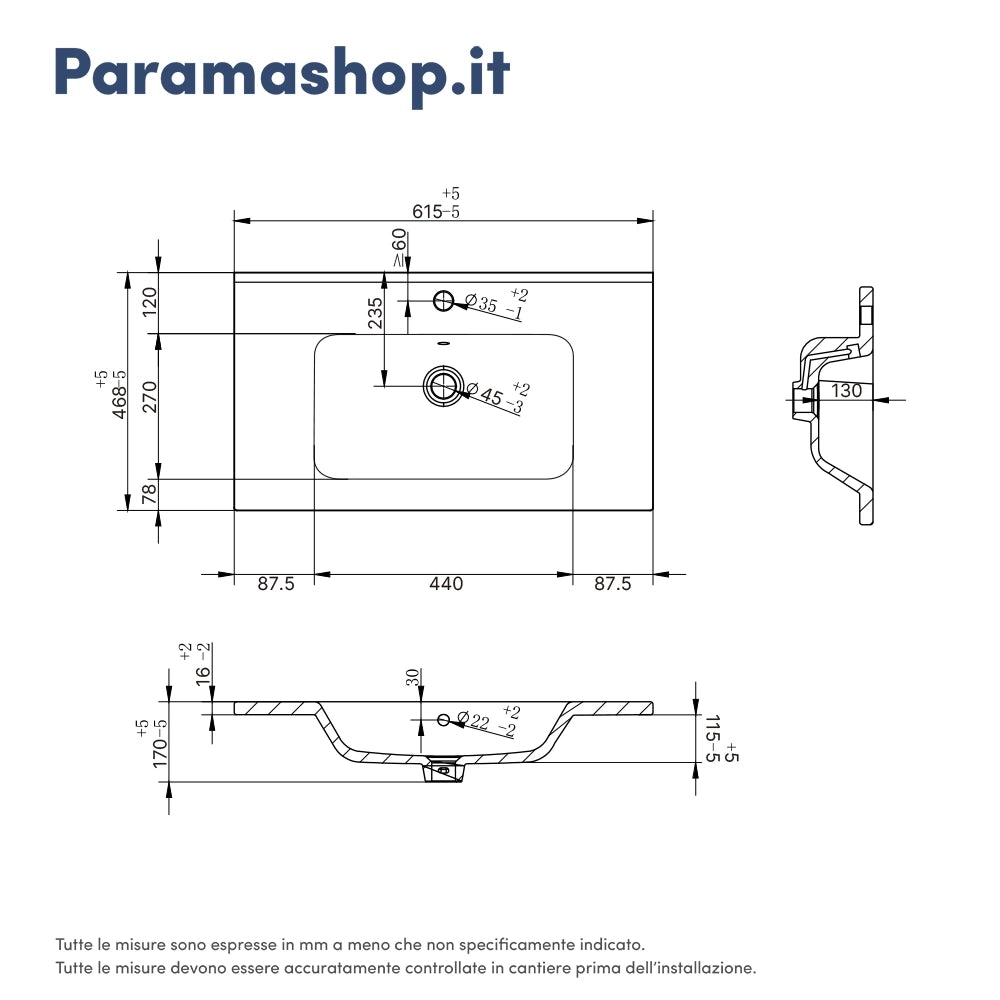 Mobile bagno sospeso 60cm un cassetto apertura push&pull rovere barok con lavabo | Galdor