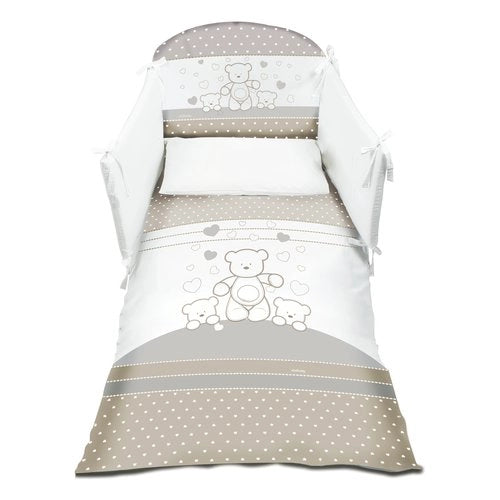 Piumone lettino italbaby 120 003 orsetti set 4 pz tortora