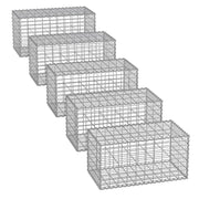 Set di 5 gabbioni per pietre gabbia metallica cestino per pietre maglia 5 x 10 cm zincato muro decorazione da giardino 100 x 50 x 30 cm grigio 12_0005965