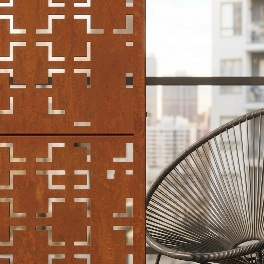 Fioriera con Spalliera Aaskis a Rotelle in Acciaio Corten 190 x 82 x 38 cm - Marrone Ossidato casa.pro