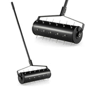 Arieggiatore a rulli per prato 53 x 130 cm con punte antiruggine e manico ergonomico in metallo nero 20_0010459