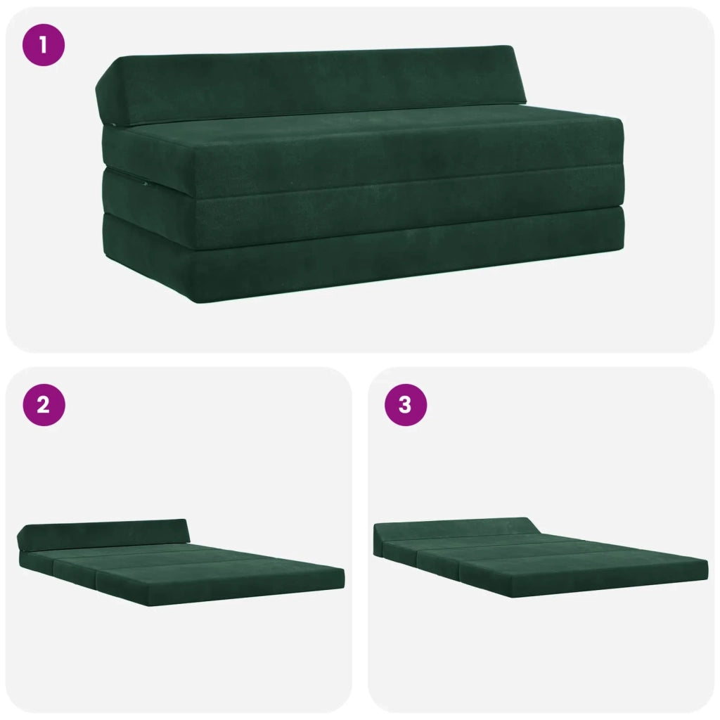 Divano Letto Pieghevole Verde Scuro 120 x 60 x 49 cm Tessuto