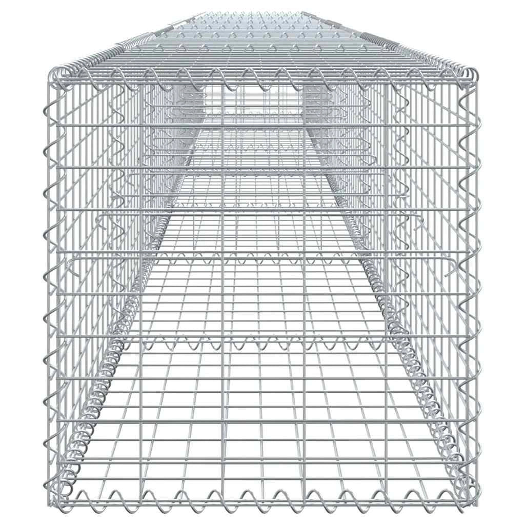 Gabbione recinto a gabbia muro di contenimento con coperchio 700 x 50 x 50 cm ferro zincato argento 02_0040196