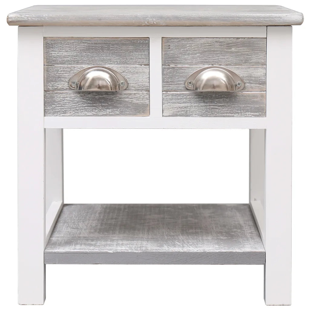 Tavolino Laterale-Tavolino da soggiorno-Tavolo Grigio 40x40x40 cm in Legno di Paulownia 132912