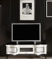 Porta tv "le dune" con 2 ante e ribalta centrale Shabby chic bianco e nero