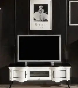 Porta tv "le dune" con 2 ante e ribalta centrale Shabby chic bianco e nero