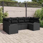 Set Divano da Giardino con cuscino 6 pcs Nero polyrattan