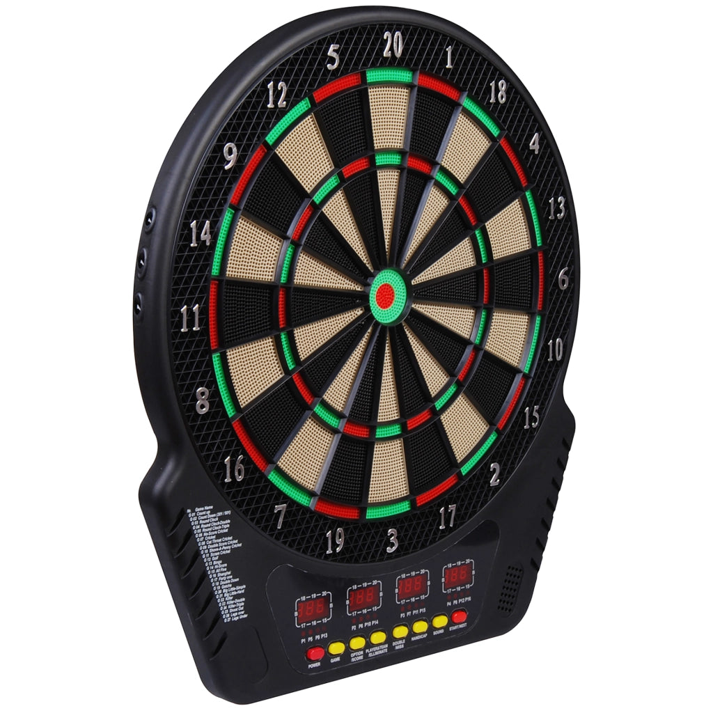 Bersaglio elettronico per freccette con 6 freccette e 24 punte, 27 giochi, 243 opzioni di punteggio, 44 x 51,5 x 3,2 cm, per divertimento e
