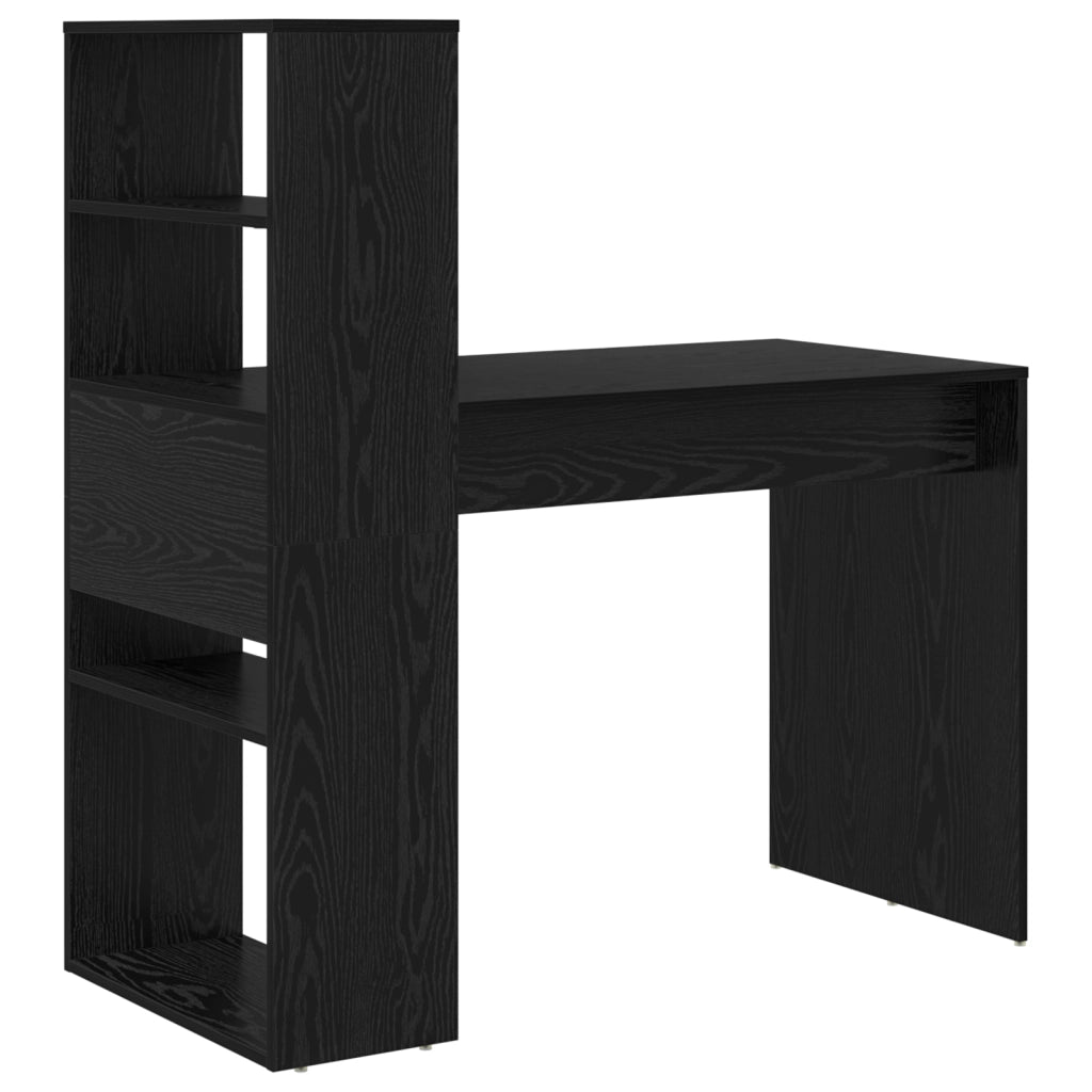 Scrivania con Stoccaggio Rovere Nero 113x54x120 cm Legno Ingegnerizzato