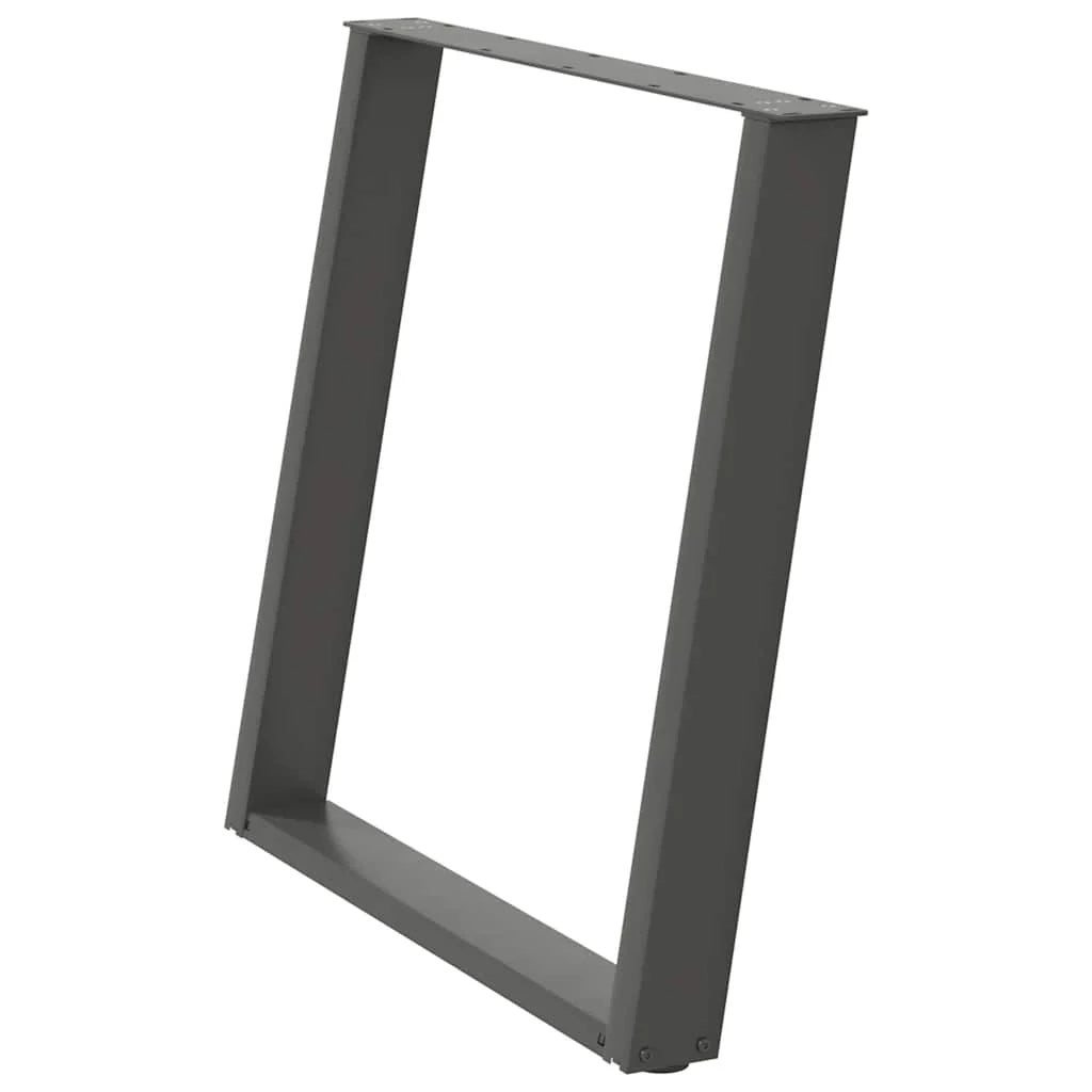 Set di 2 gambe per tavolo da pranzo a forma di U 70 x 72-73 cm con piedini regolabili design moderno in acciaio antracite 02_0057074