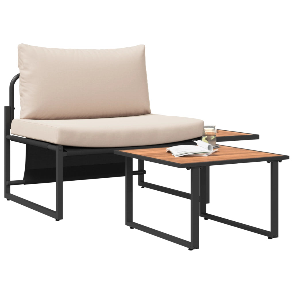 Set Divano da Giardino 2 Pezzi Singolo con Cuscini Tortora