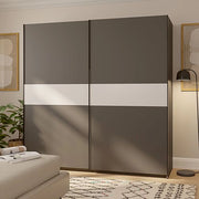 Armadio Camera da Letto Nalika, Guardaroba 2 Ante 2 Ripiani, 200x204h cm Nero Antracite