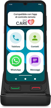 Zeus 2 Pro - Smartphone per anziani compatibile con app gestione e localizzazione remota | Modalità facile, pulsanti fisici, icone grandi | 6,1", Dual Cam, 128GB | Base di ricarica, pulsante SOS