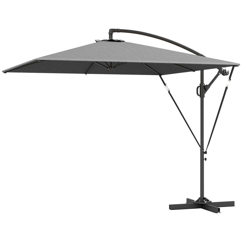 Ombrellone da Giardino a Sbalzo Inclinabile Girevole 2.5x2.5 m ¨C zephmum ¨C Grigio