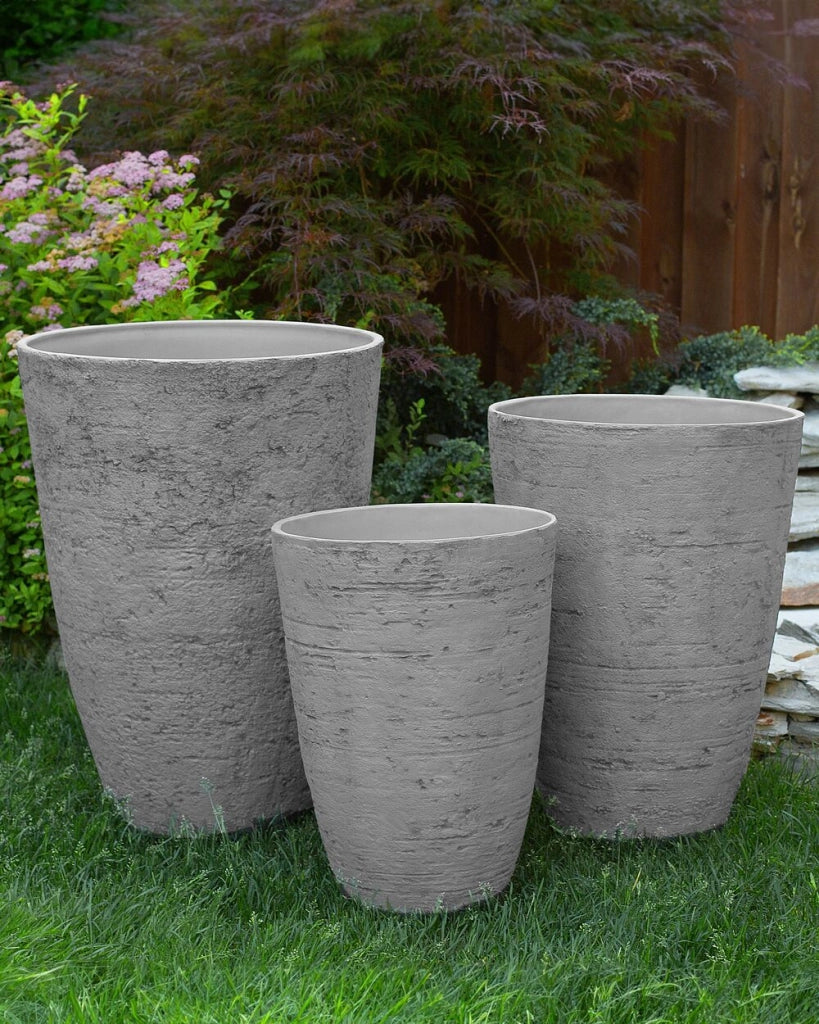 Vaso per piante in pietra di colore grigio 51 x 51 x 71 cm interni esterni giardino terrazzo