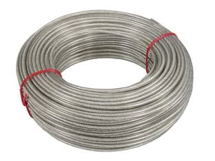 CAVETTO ACCIAIO ZINCATO RIVESTITO IN PVC TRASPARENTE- - ø mm.5 in rotoli da mt.100 - 100 mt