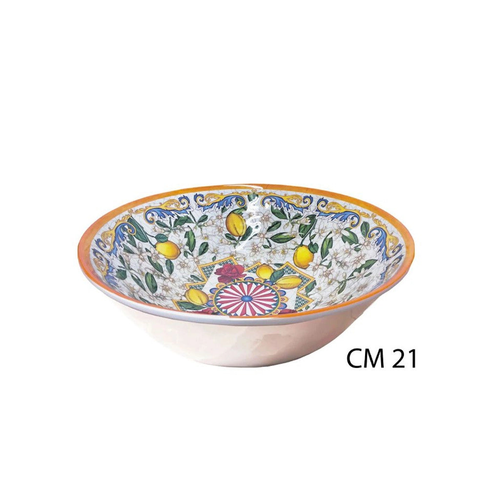 Trade Shop - Insalatiera Ciotola Tonda Carretto Siciliano Centro Tavola Decorazione Diam.21cm -