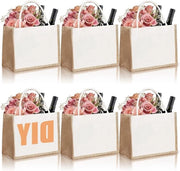 Set di 6 borse in cotone 35 x 15 x 27 cm - Bianco - Borsa riutilizzabile con maniglie - Borsa senza stampi per la spesa, Natale, shopping, viaggi, matrimonio - Fai da te