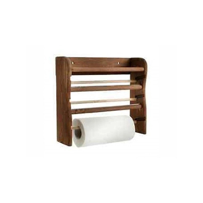3C CASA ME0151S Mensola da Parete Tris Portarotoli Carta Pellicola Trasparente e Alluminio 33x9x29 cm colore Noce Scuro