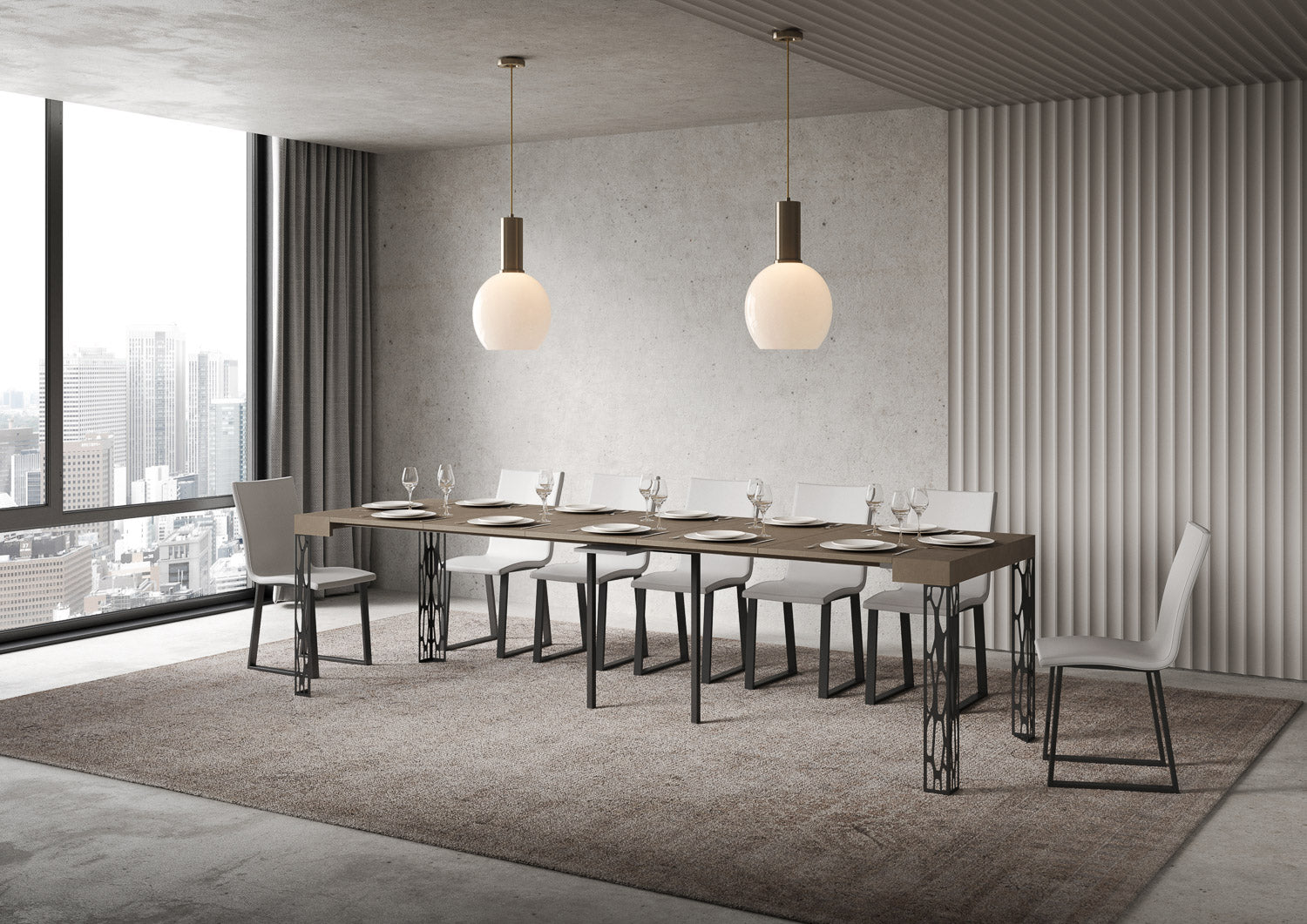 Consolle Allungabile 90-300x40x77 cm Ghibli Tortora Telaio Antracite