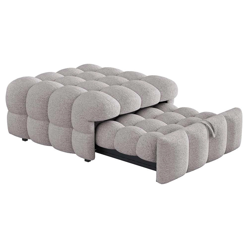 Pouf letto trasformatore - Xylo - grigio, tessuto orsacchiotto, morbido