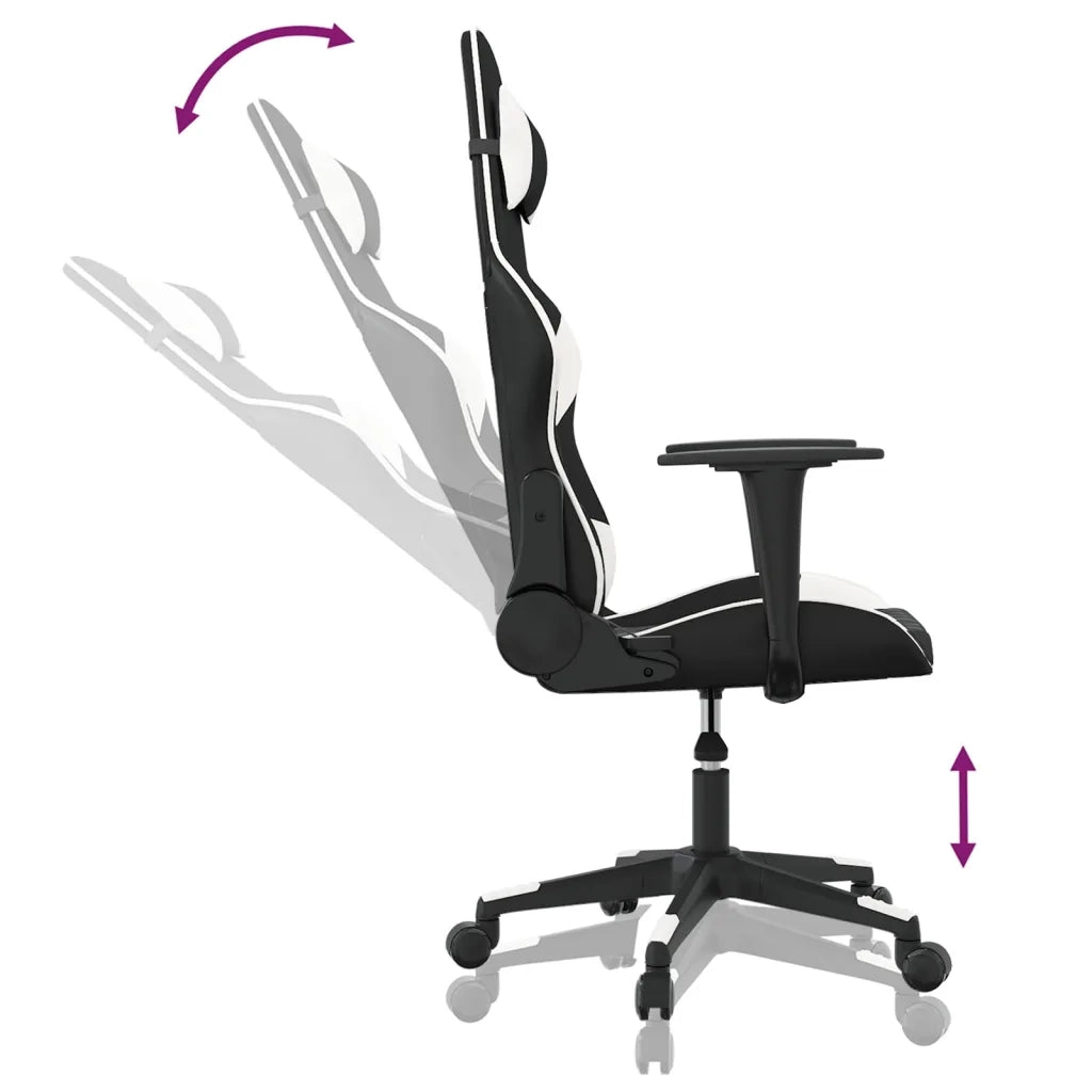 Sedia da Gaming Massaggiante Nera e Bianca in Similpelle 345516