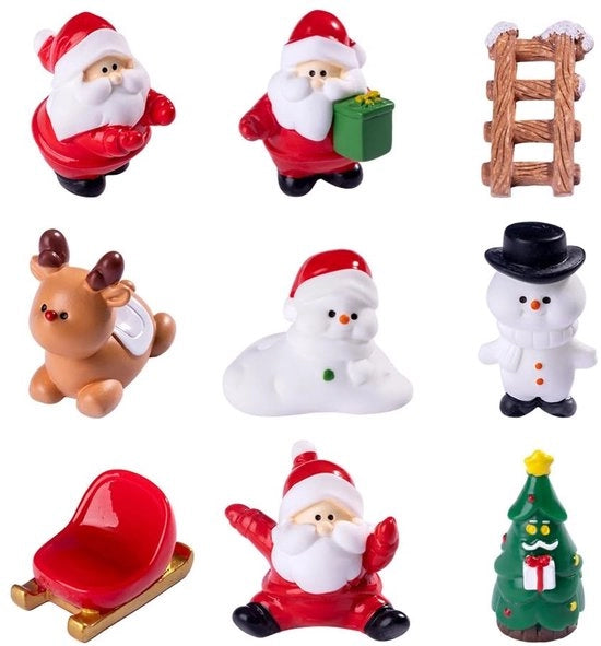 Decorazione di Natale Mini Figura - Set di 12 Pezzi in Cera - Babbo Natale/Personaggi di Neve - Decorazione Interna/Esterna - Decorazione del Tavolo - Perfetto per le Feste - Figure di Natale