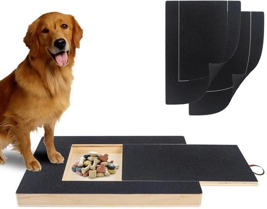 Krabbaplanca per cani, piastra per smussare le unghie dei cani, krabbaplanca per cani con contenitore di stoccaggio inclusa, due fogli di carta abrasiva sostituibile