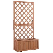 Fioriera da Esterno con Grigliato per Rampicanti e Vaso, in Legno di Abete, 72.5x31.5x149.5 cm, Arancio