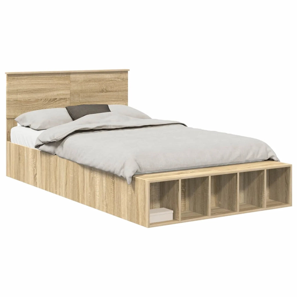 Struttura del letto con lo scaffale Rovere Sonoma 135 x 190 cm 3408377
