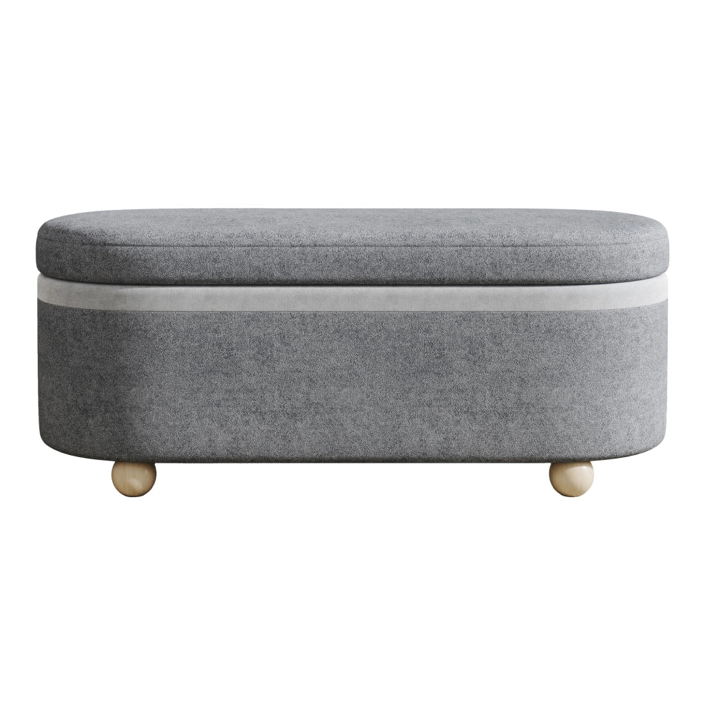 Panca Contenitore con Coperchio e Gambe in Legno ¨C MINIMAL ¨C Grigio, 110x41x47 cm