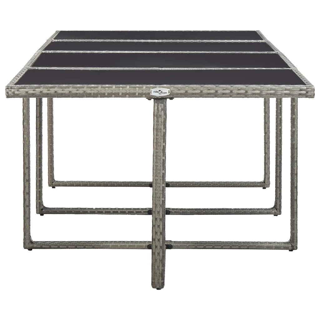 Set da Pranzo da Giardino 13pz con Cuscini in Polyrattan Grigio