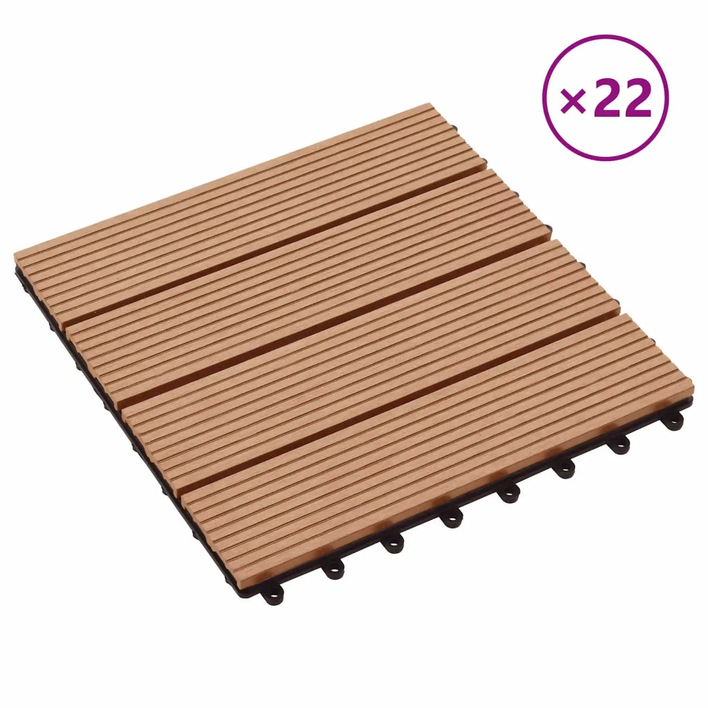 Piastrella per Decking 22 pz Teak riciclato 30 x 30 cm WPC CFW5292063