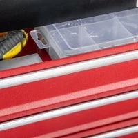 DURHAND Cassetta Porta Attrezzi in Acciaio con 4 Cassetti e Vassoio Superiore, 51x22x39.5 cm, Rosso e Nero