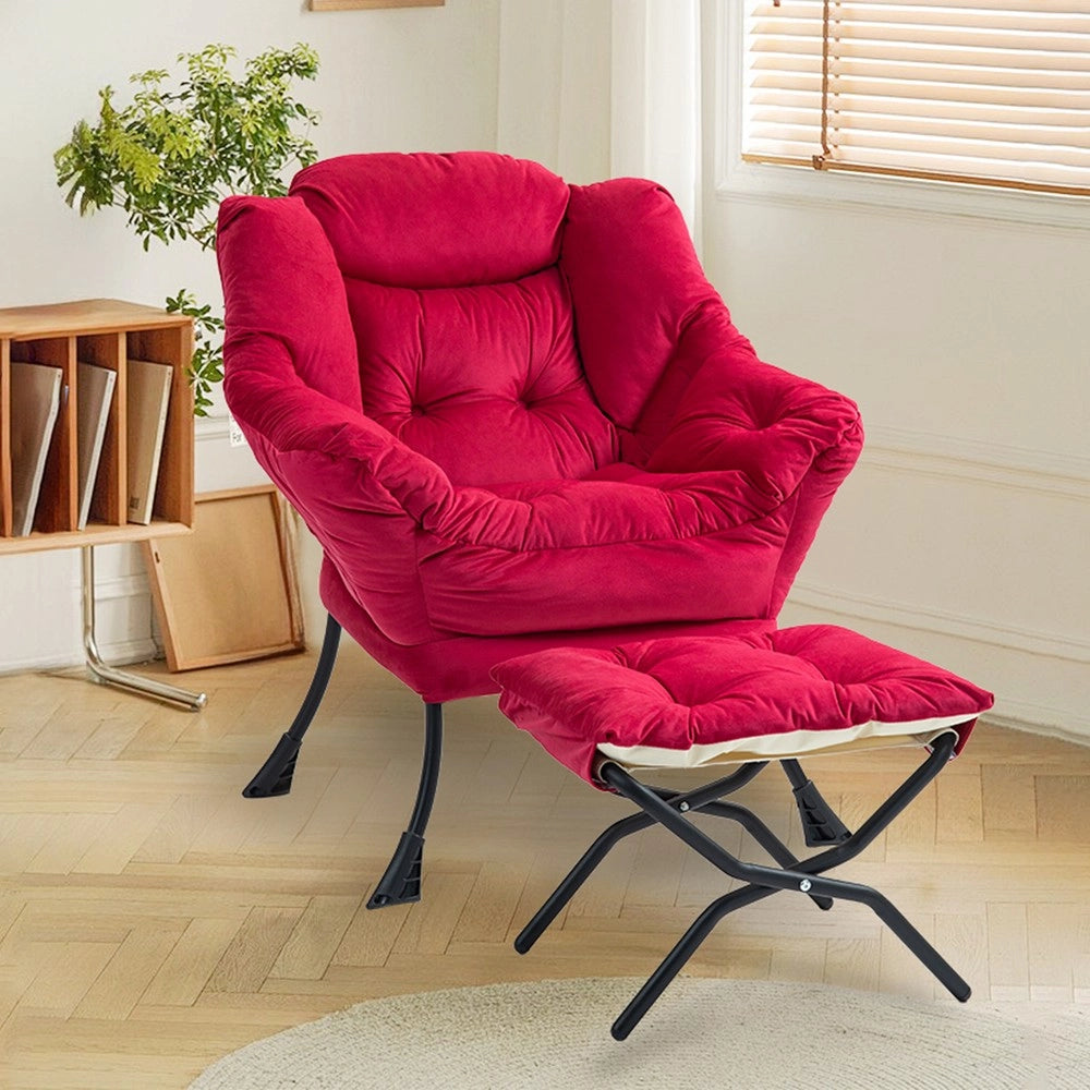 Poltrona Relax con Poggiapiedi Pieghevole e Tasca Laterale ¨C MINIMAL ¨C Tessuto, Stile Moderno