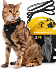 Catena per gatti con cavo - Regolabile e comoda, Previene la fuga (S, nero)
