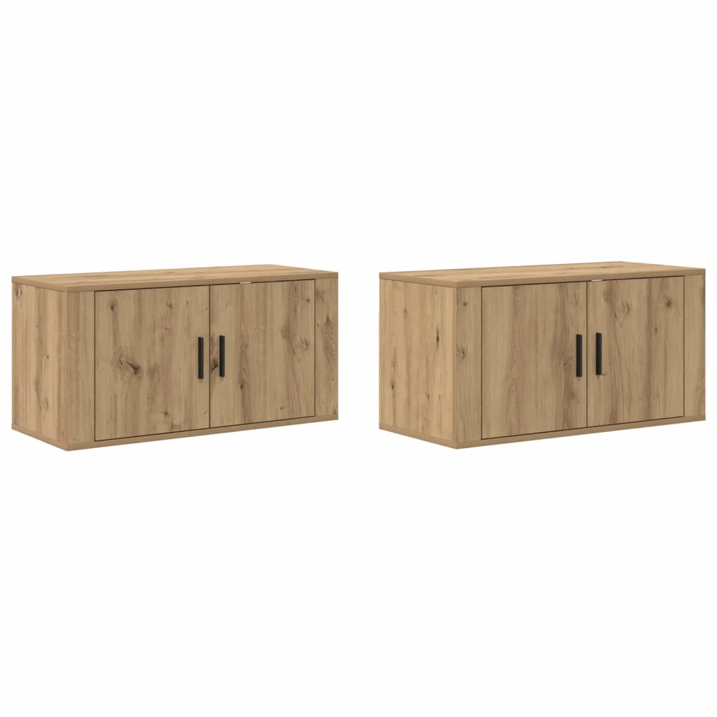 Set Mobile TV da Parete 2 pz-Set di 2 Credenza per TV Rovere artigianale 919323