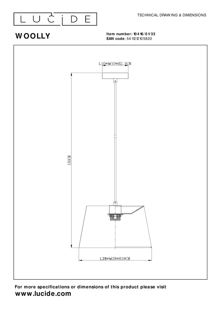 Lampada a sospensione WOOLLY verde cotone E27 60W Lucide