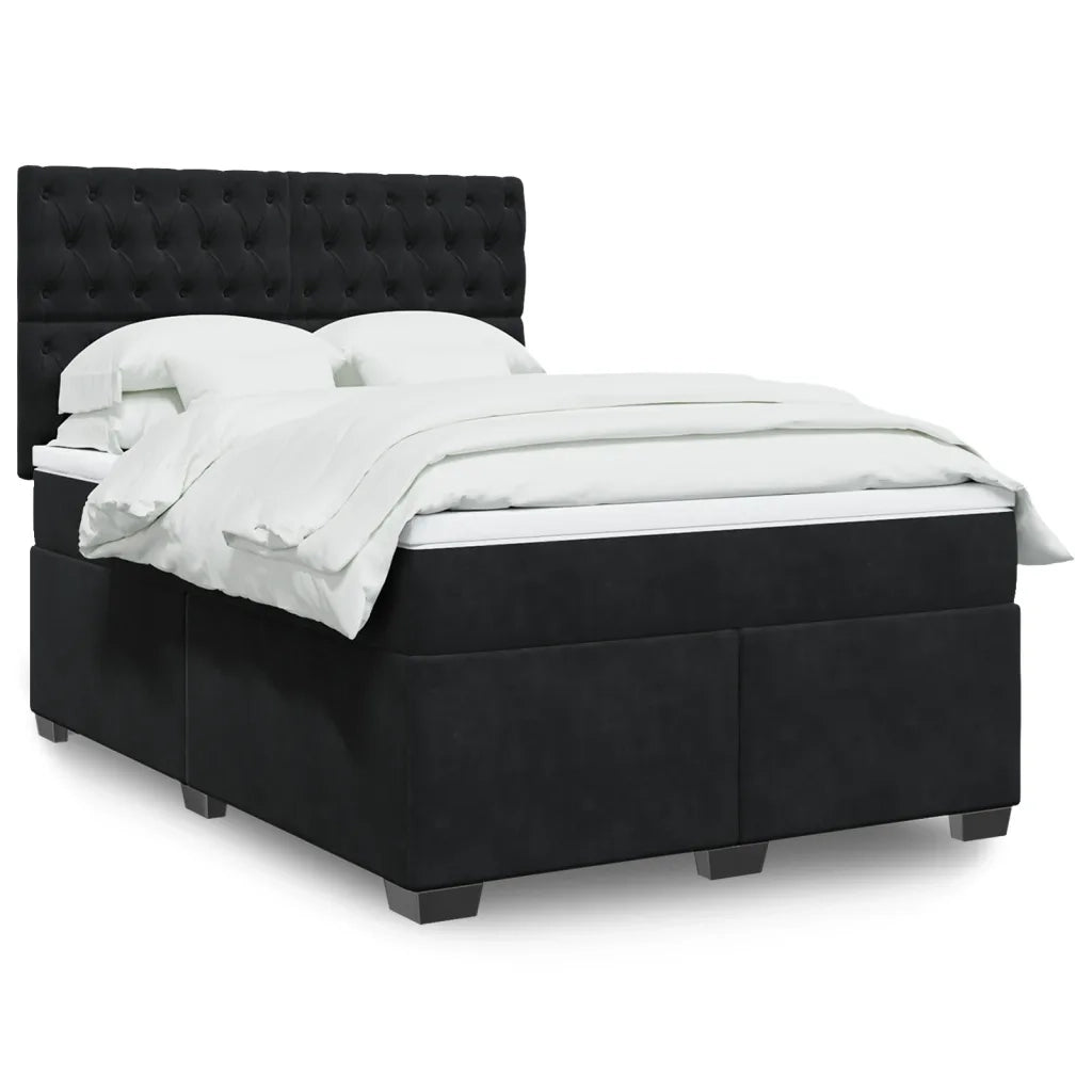 Giroletto a Molle con Materasso Nero 160x200 cm in Velluto 3290962