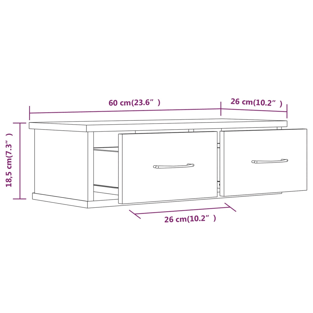 Armadietto Parete Rovere Fumo 60x26x18,5cm Legno Ingegnerizzato 815078
