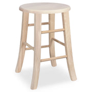 Sgabello in legno grezzo da dipingere h 47 cm con seduta rotonda e gambe curve
